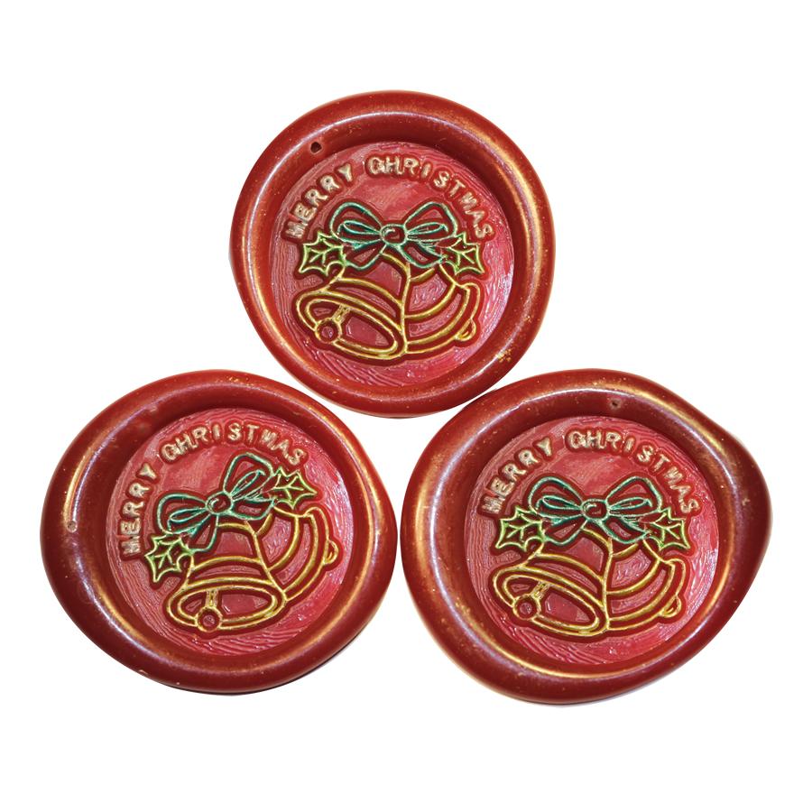 buy red merry christmas bells wax seal hand coloured